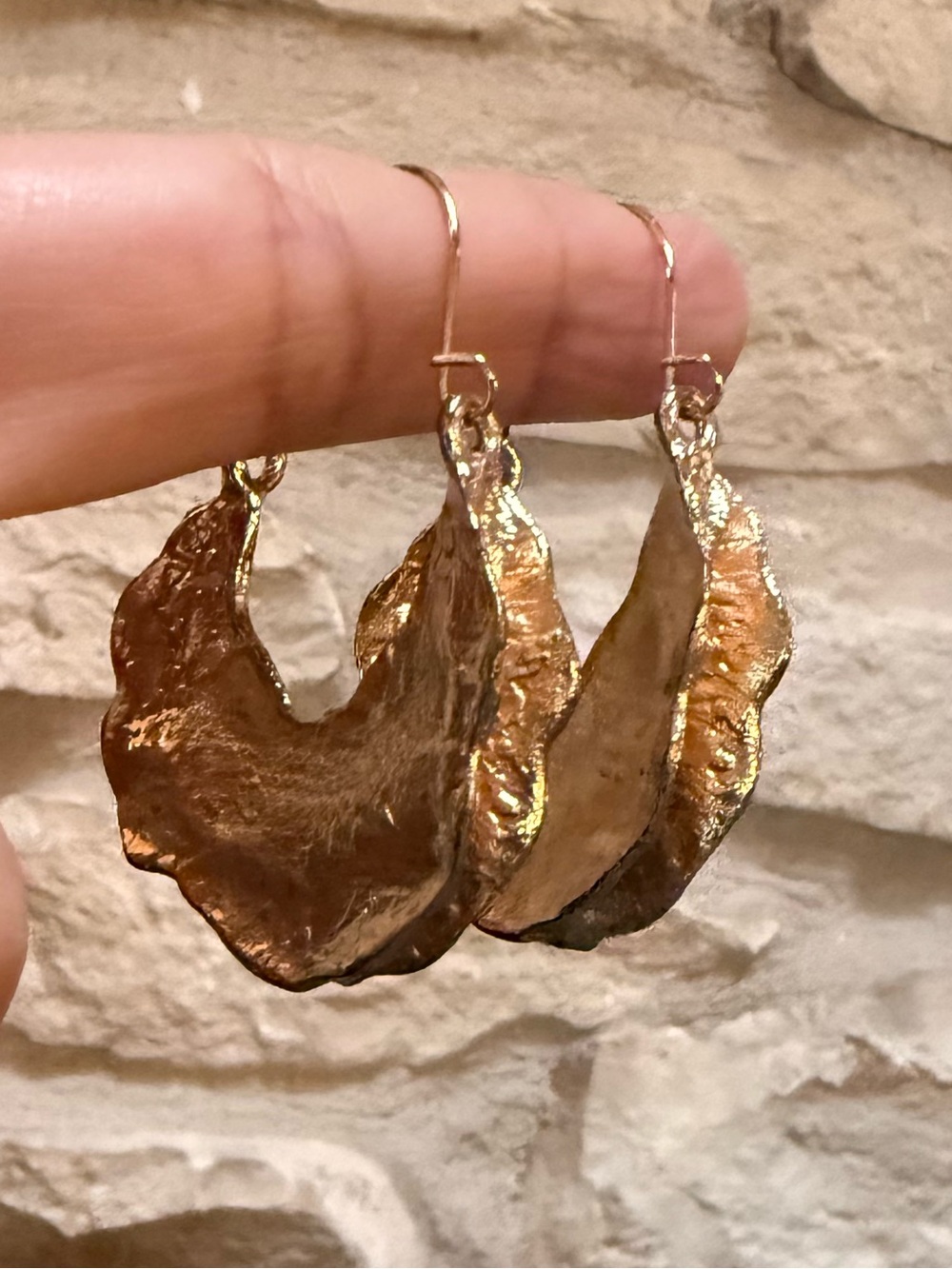 ZARA Handcrafted Gold-Tone Organic Petal Drop Earrings